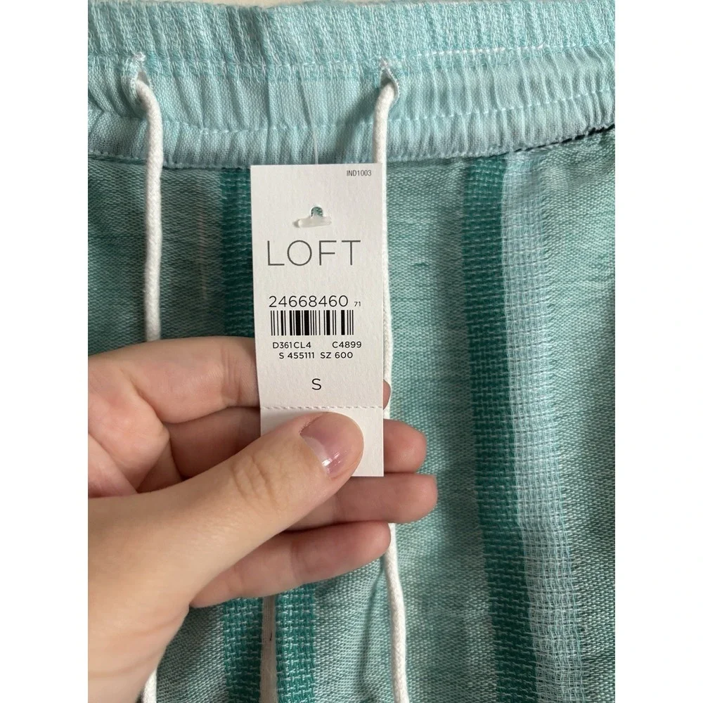 NWT NEW Loft Beach Cotton Shorts‎ Small Elastic Waist Boho Summer Casual Blue